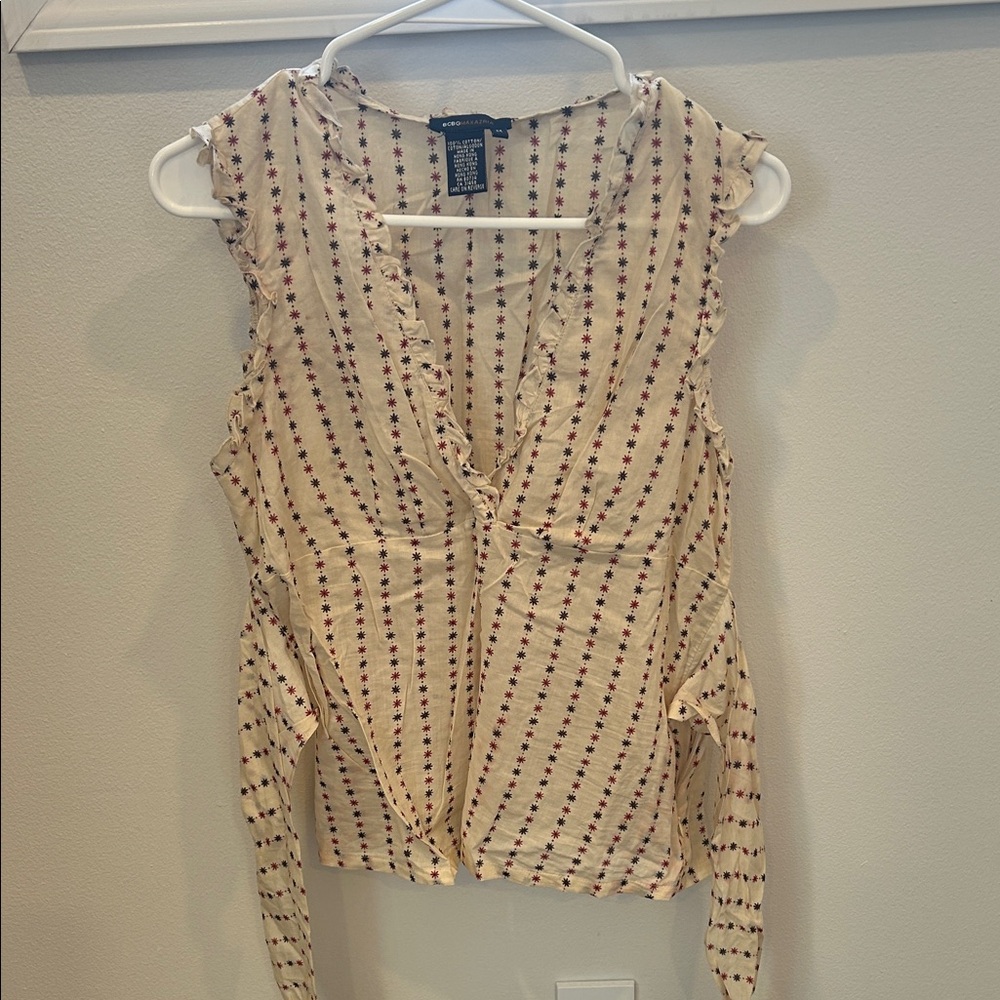 BCBGMaxAzria Cream and Black Patterned Blouse